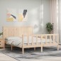vidaXL Estructura de cama de matrimonio con cabecero madera maciza