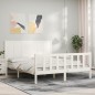vidaXL Estructura de cama con cabecero madera maciza blanco 160x200 cm vidaXL Estructura de cama con cabecero madera maciza blanco 160x200 cm