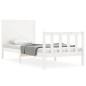 vidaXL Estructura de cama con cabecero madera maciza blanco 100x200 cm vidaXL Estructura de cama con cabecero madera maciza blanco 100x200 cm