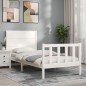 vidaXL Estructura de cama con cabecero madera maciza blanco 100x200 cm vidaXL Estructura de cama con cabecero madera maciza blanco 100x200 cm