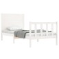 vidaXL Estructura de cama con cabecero madera maciza blanco 100x200 cm vidaXL Estructura de cama con cabecero madera maciza blanco 100x200 cm