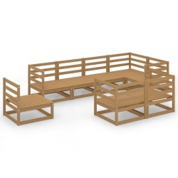 vidaXL Muebles de jardín 8 piezas marrón miel madera maciza de pino