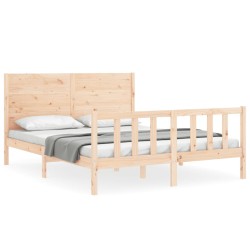 vidaXL Estructura de cama de matrimonio con cabecero madera maciza