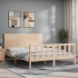 vidaXL Estructura de cama de matrimonio con cabecero madera maciza vidaXL Estructura de cama de matrimonio con cabecero madera maciza