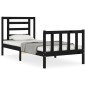 vidaXL Estructura de cama con cabecero madera maciza negro vidaXL Estructura de cama con cabecero madera maciza negro