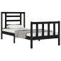 vidaXL Estructura de cama con cabecero madera maciza negro vidaXL Estructura de cama con cabecero madera maciza negro