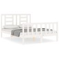 vidaXL Estructura cama de matrimonio con cabecero madera maciza blanco vidaXL Estructura cama de matrimonio con cabecero madera maciza blanco