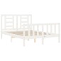 vidaXL Estructura cama de matrimonio con cabecero madera maciza blanco vidaXL Estructura cama de matrimonio con cabecero madera maciza blanco