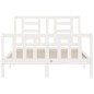 vidaXL Estructura cama de matrimonio con cabecero madera maciza blanco vidaXL Estructura cama de matrimonio con cabecero madera maciza blanco