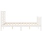 vidaXL Estructura cama de matrimonio con cabecero madera maciza blanco vidaXL Estructura cama de matrimonio con cabecero madera maciza blanco