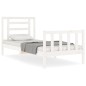 vidaXL Estructura de cama con cabecero madera maciza blanco 90x200 cm vidaXL Estructura de cama con cabecero madera maciza blanco 90x200 cm