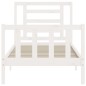 vidaXL Estructura de cama con cabecero madera maciza blanco 90x200 cm vidaXL Estructura de cama con cabecero madera maciza blanco 90x200 cm