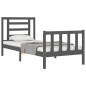 vidaXL Estructura de cama con cabecero madera maciza gris 100x200 cm vidaXL Estructura de cama con cabecero madera maciza gris 100x200 cm