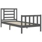 vidaXL Estructura de cama con cabecero madera maciza gris 100x200 cm vidaXL Estructura de cama con cabecero madera maciza gris 100x200 cm