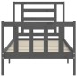 vidaXL Estructura de cama con cabecero madera maciza gris 100x200 cm vidaXL Estructura de cama con cabecero madera maciza gris 100x200 cm