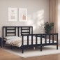 vidaXL Estructura cama de matrimonio con cabecero madera maciza negro vidaXL Estructura cama de matrimonio con cabecero madera maciza negro