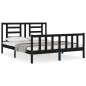 vidaXL Estructura cama de matrimonio con cabecero madera maciza negro vidaXL Estructura cama de matrimonio con cabecero madera maciza negro