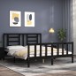 vidaXL Estructura cama de matrimonio con cabecero madera maciza negro vidaXL Estructura cama de matrimonio con cabecero madera maciza negro