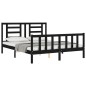 vidaXL Estructura cama de matrimonio con cabecero madera maciza negro vidaXL Estructura cama de matrimonio con cabecero madera maciza negro