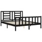 vidaXL Estructura cama de matrimonio con cabecero madera maciza negro vidaXL Estructura cama de matrimonio con cabecero madera maciza negro