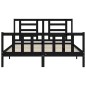 vidaXL Estructura cama de matrimonio con cabecero madera maciza negro vidaXL Estructura cama de matrimonio con cabecero madera maciza negro