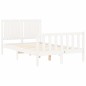 vidaXL Estructura cama de matrimonio con cabecero madera maciza blanco