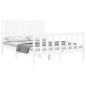vidaXL Estructura cama de matrimonio con cabecero madera maciza blanco vidaXL Estructura cama de matrimonio con cabecero madera maciza blanco
