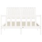 vidaXL Estructura cama de matrimonio con cabecero madera maciza blanco vidaXL Estructura cama de matrimonio con cabecero madera maciza blanco