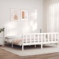 vidaXL Estructura cama de matrimonio con cabecero madera maciza blanco vidaXL Estructura cama de matrimonio con cabecero madera maciza blanco