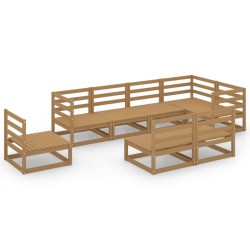 vidaXL Muebles de jardín 8 piezas marrón miel madera maciza de pino