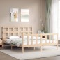 vidaXL Estructura de cama de matrimonio con cabecero madera maciza vidaXL Estructura de cama de matrimonio con cabecero madera maciza