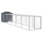 vidaXL Gallinero con corral acero galvanizado gris 117x609x123 cm vidaXL Gallinero con corral acero galvanizado gris 117x609x123 cm