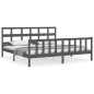 vidaXL Estructura cama de matrimonio con cabecero madera maciza gris vidaXL Estructura cama de matrimonio con cabecero madera maciza gris