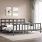 vidaXL Estructura cama de matrimonio con cabecero madera maciza gris vidaXL Estructura cama de matrimonio con cabecero madera maciza gris