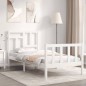 vidaXL Estructura de cama con cabecero madera maciza blanco