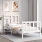 vidaXL Estructura de cama con cabecero madera maciza blanco