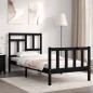 vidaXL Estructura de cama con cabecero madera maciza negro 90x200 cm vidaXL Estructura de cama con cabecero madera maciza negro 90x200 cm