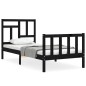 vidaXL Estructura de cama con cabecero madera maciza negro 90x200 cm vidaXL Estructura de cama con cabecero madera maciza negro 90x200 cm