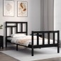 vidaXL Estructura de cama con cabecero madera maciza negro 90x200 cm vidaXL Estructura de cama con cabecero madera maciza negro 90x200 cm