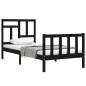 vidaXL Estructura de cama con cabecero madera maciza negro 90x200 cm vidaXL Estructura de cama con cabecero madera maciza negro 90x200 cm