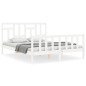 vidaXL Estructura de cama matrimonio con cabecero madera maciza blanco vidaXL Estructura de cama matrimonio con cabecero madera maciza blanco