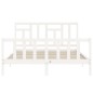 vidaXL Estructura de cama matrimonio con cabecero madera maciza blanco vidaXL Estructura de cama matrimonio con cabecero madera maciza blanco