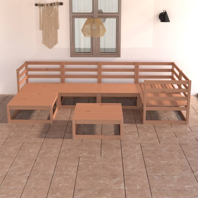vidaXL Muebles de jardín 7 piezas marrón miel madera maciza de pino vidaXL Muebles de jardín 7 piezas marrón miel madera maciza de pino