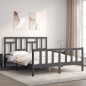 vidaXL Estructura de cama con cabecero madera maciza gris 160x200 cm vidaXL Estructura de cama con cabecero madera maciza gris 160x200 cm