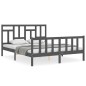 vidaXL Estructura de cama con cabecero madera maciza gris 160x200 cm vidaXL Estructura de cama con cabecero madera maciza gris 160x200 cm