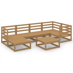 vidaXL Muebles de jardín 7 piezas marrón miel madera maciza de pino