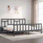 vidaXL Estructura cama de matrimonio con cabecero madera maciza gris vidaXL Estructura cama de matrimonio con cabecero madera maciza gris