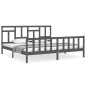 vidaXL Estructura cama de matrimonio con cabecero madera maciza gris vidaXL Estructura cama de matrimonio con cabecero madera maciza gris