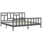 vidaXL Estructura cama de matrimonio con cabecero madera maciza gris vidaXL Estructura cama de matrimonio con cabecero madera maciza gris