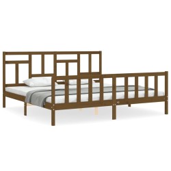 vidaXL Estructura cama y cabecero madera maciza marrón miel 200x200 cm